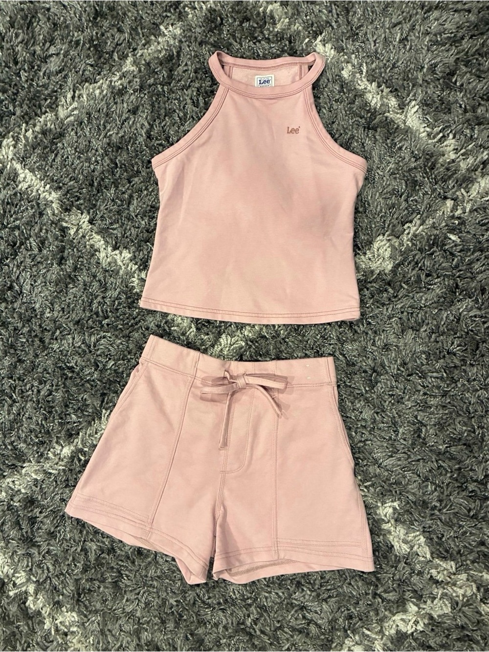 Lee Layers Soft Mauve Halter Top & Utility Shorts Matching Set